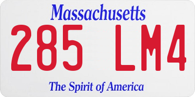 MA license plate 285LM4