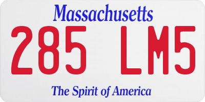 MA license plate 285LM5