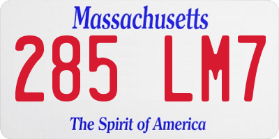 MA license plate 285LM7