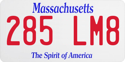 MA license plate 285LM8