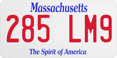 MA license plate 285LM9