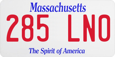 MA license plate 285LN0