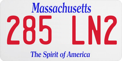MA license plate 285LN2