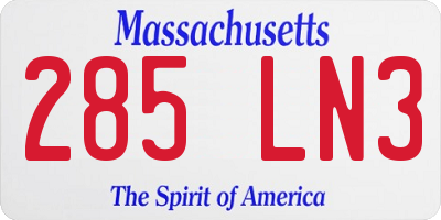 MA license plate 285LN3