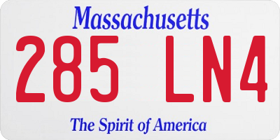 MA license plate 285LN4