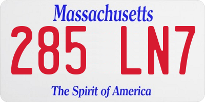 MA license plate 285LN7