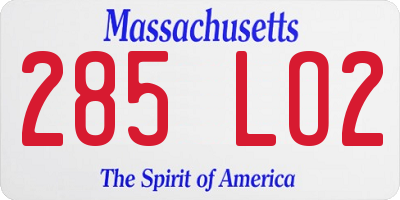 MA license plate 285LO2