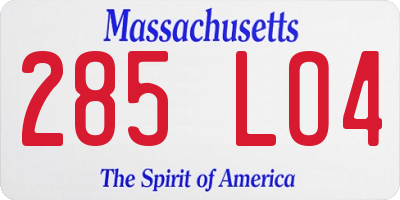 MA license plate 285LO4