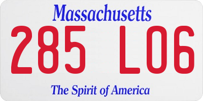 MA license plate 285LO6