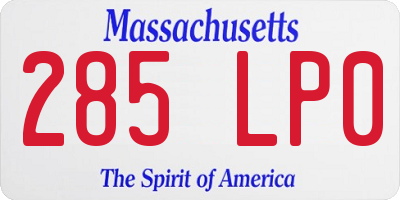 MA license plate 285LP0