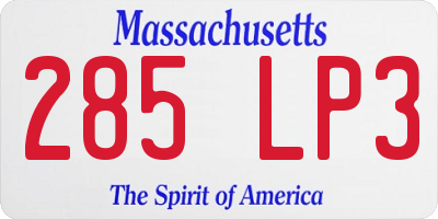 MA license plate 285LP3