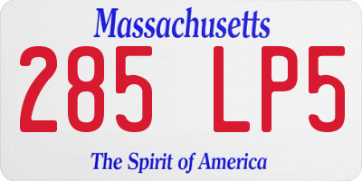 MA license plate 285LP5