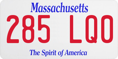 MA license plate 285LQ0