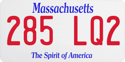 MA license plate 285LQ2