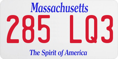 MA license plate 285LQ3
