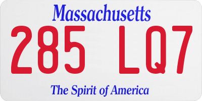MA license plate 285LQ7