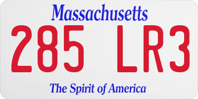 MA license plate 285LR3