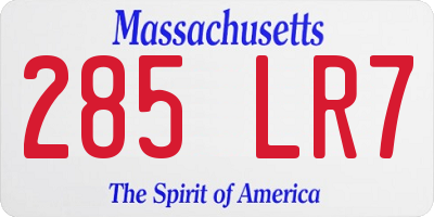 MA license plate 285LR7