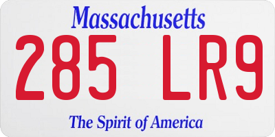 MA license plate 285LR9