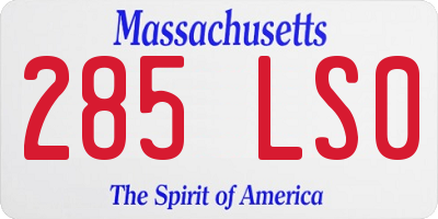 MA license plate 285LS0
