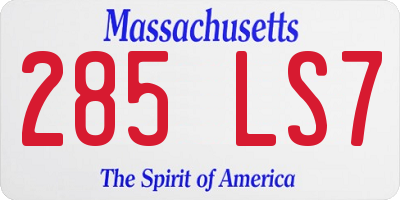 MA license plate 285LS7