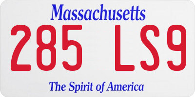 MA license plate 285LS9
