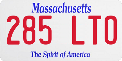 MA license plate 285LT0