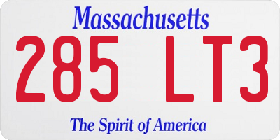MA license plate 285LT3