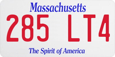 MA license plate 285LT4
