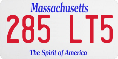 MA license plate 285LT5