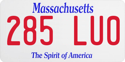 MA license plate 285LU0