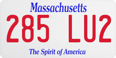MA license plate 285LU2