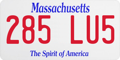 MA license plate 285LU5