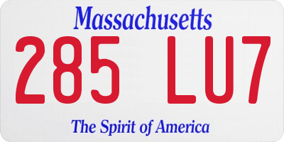 MA license plate 285LU7