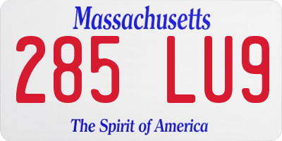 MA license plate 285LU9