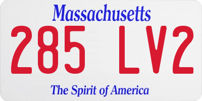 MA license plate 285LV2