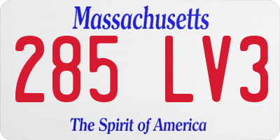 MA license plate 285LV3