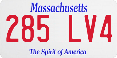 MA license plate 285LV4