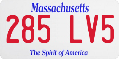 MA license plate 285LV5