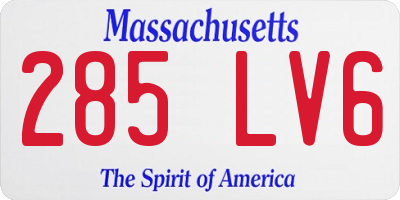 MA license plate 285LV6