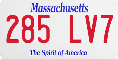MA license plate 285LV7