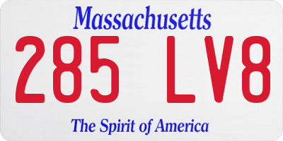 MA license plate 285LV8