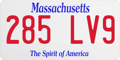 MA license plate 285LV9