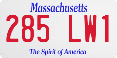 MA license plate 285LW1