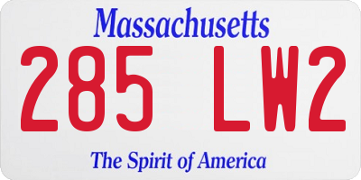 MA license plate 285LW2