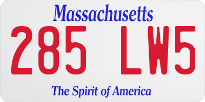 MA license plate 285LW5