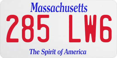 MA license plate 285LW6