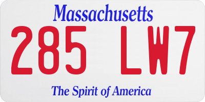 MA license plate 285LW7