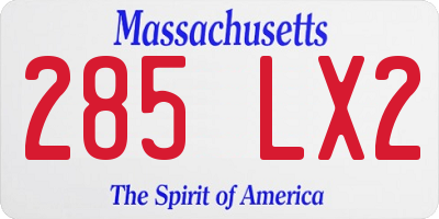 MA license plate 285LX2