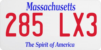 MA license plate 285LX3